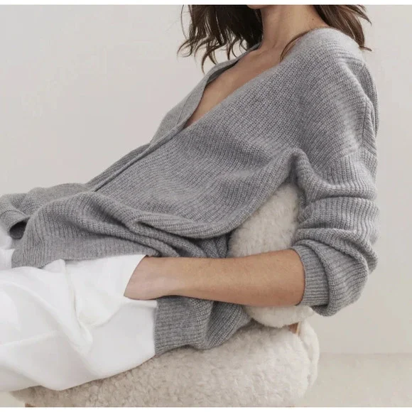 Jenni Kayne Cashmere Cocoon Cardigan Heather Grey Women’s Plus Size 1X Oversized - Picture 3 of 16